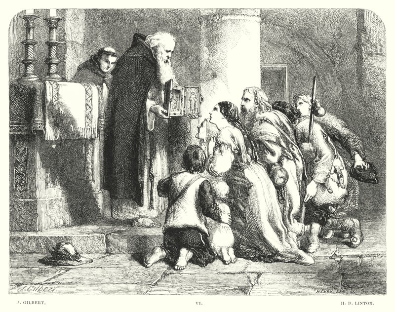 Childe Harold Lorda Byrona, Canto I, strofa 20 (grawerowanie) autorstwa John (after) Gilbert