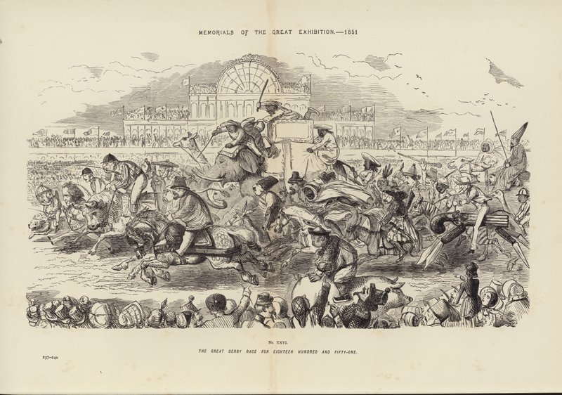 Pomniki Wielkiej Wystawy 1851, The Great Derby Race for osiemnaście pięćdziesiąt jeden (rycina) autorstwa John (after) Leech