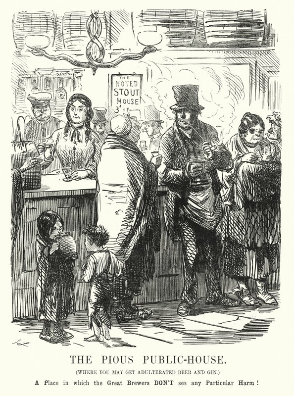 Punch cartoon: The Pobożny Dom Publiczny (Grawerowanie) autorstwa John (after) Leech