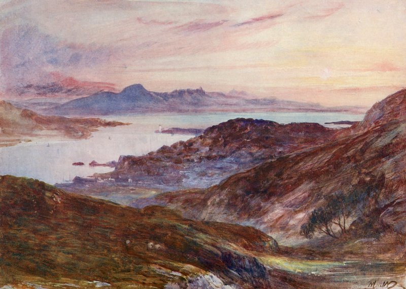 Skye, z promu Strome (kolorowa litografia) autorstwa John (after) MacWhirter