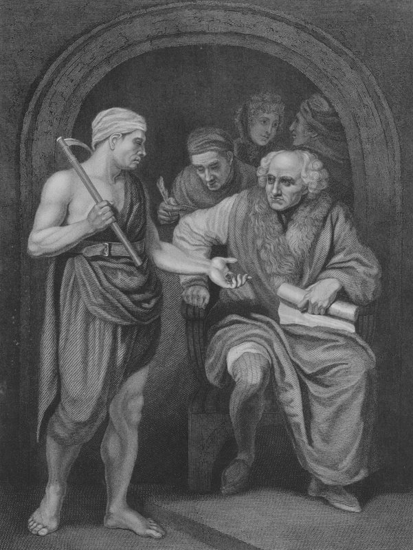 Pan winnic, św. Mateusza 20, wers 1-17 (rycina) autorstwa John (after) Opie