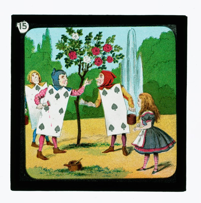 Alicja w Krainie Czarów, kolorowe slajdy z latarnią (zjeżdżalnia z latarnią) autorstwa John (after) Tenniel