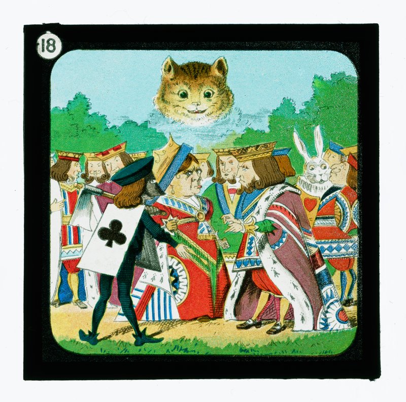 Alicja w Krainie Czarów, kolorowe slajdy z latarnią (zjeżdżalnia z latarnią) autorstwa John (after) Tenniel