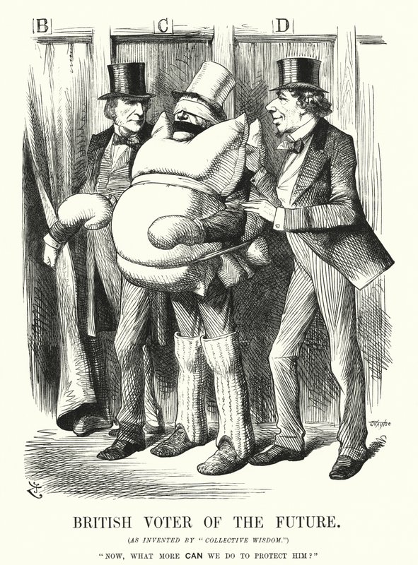 Punch cartoon: British Voter of the Future (grawerowanie) autorstwa John (after) Tenniel