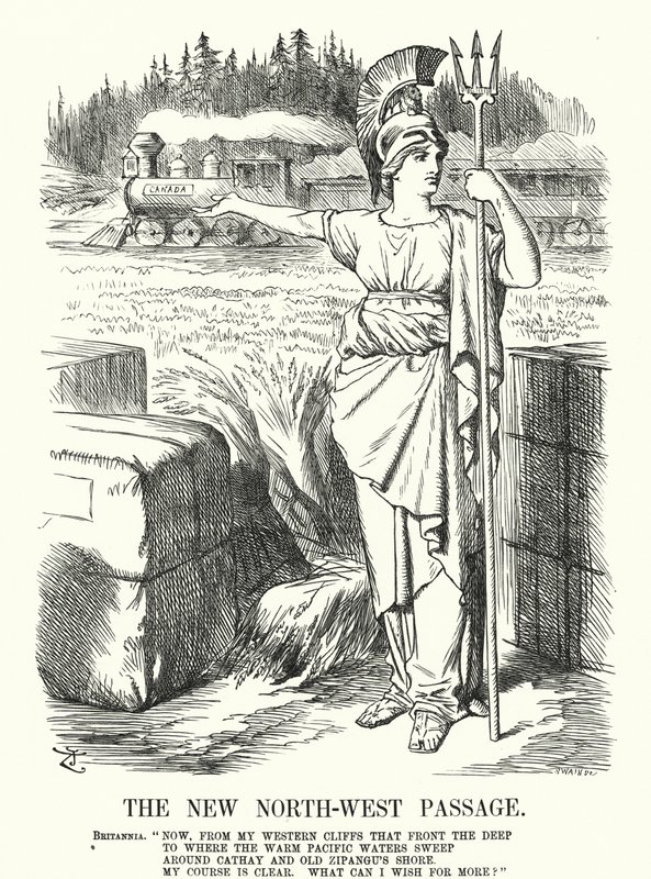 Punch cartoon: The New North-West Passage - Canadian Pacific Railway (Grawerowanie) autorstwa John (after) Tenniel