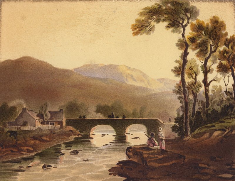 Most Beddgelert (kolorowa litografia) autorstwa John (after) Varley