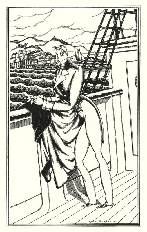 Ilustracja do Don Juana autorstwa Lorda Byrona: „Adieu, Adieu! Mój ojczysty brzeg” (lito) autorstwa John Austen
