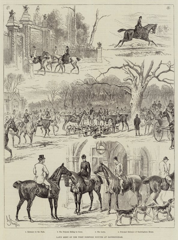 Spotkanie trawników psów gończych z West Norfolk w Sandringham autorstwa John Bagnold Burgess