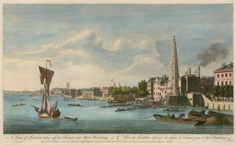 Widok na Londyn z Tamizy w pobliżu York Buildings autorstwa John Boydell