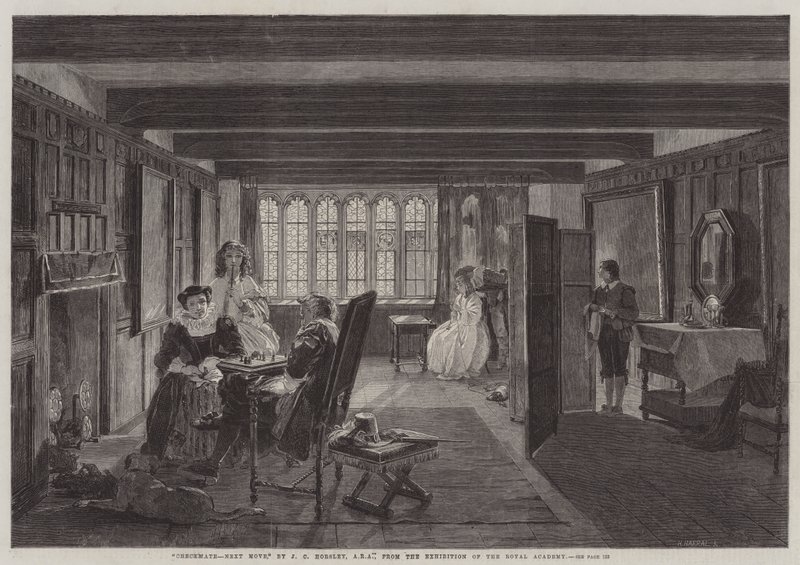 Checkmate, Next Move, z wystawy Akademii Królewskiej autorstwa John Callcott Horsley