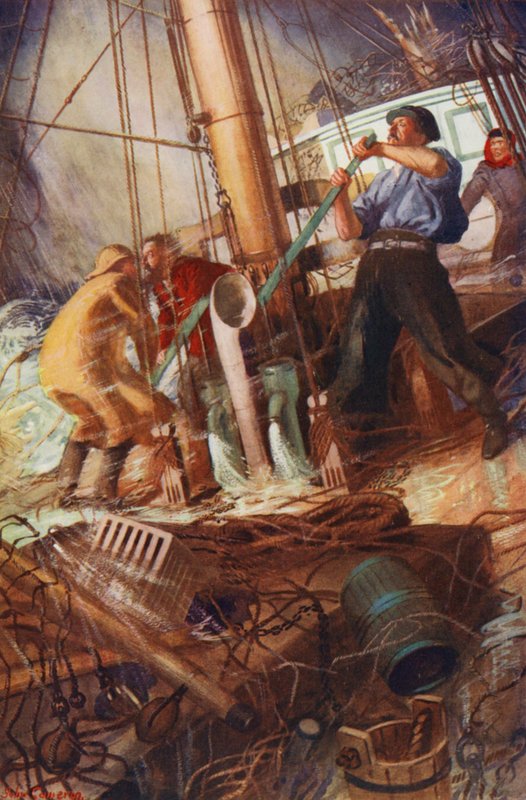 Wszystkie ręce do pomp! (kolorowa litografia) autorstwa John Cameron