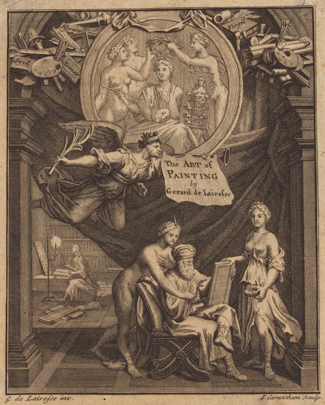 Strona tytułowa Sztuki malowania autorstwa Gerarda de Lairesse autorstwa John Carwitham