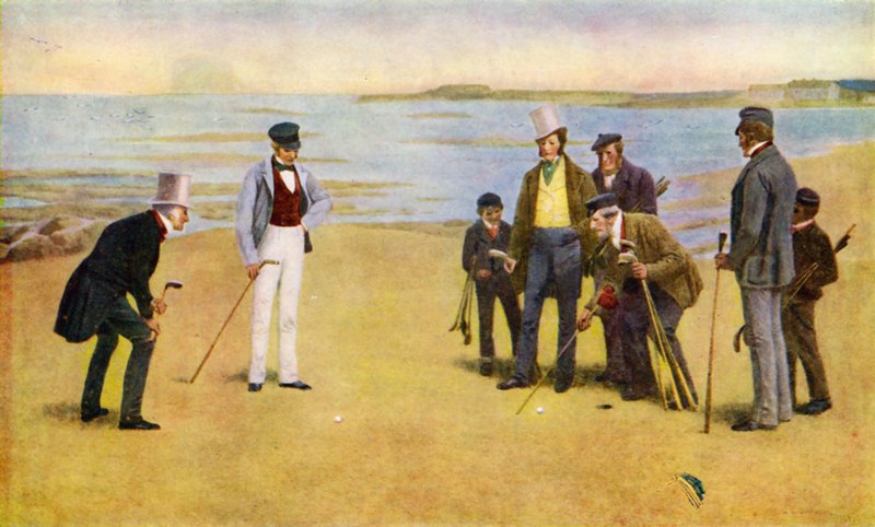 The Stymie, czwórka grająca w golfa w North Berwick autorstwa John Charles (after) Dollman