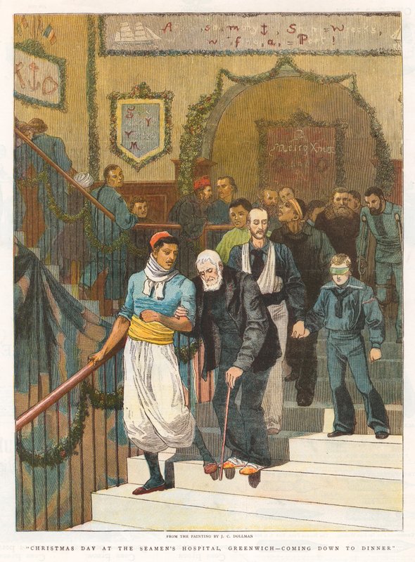 Boże Narodzenie w szpitalu marynarzy, Greenwich autorstwa John Charles Dollman