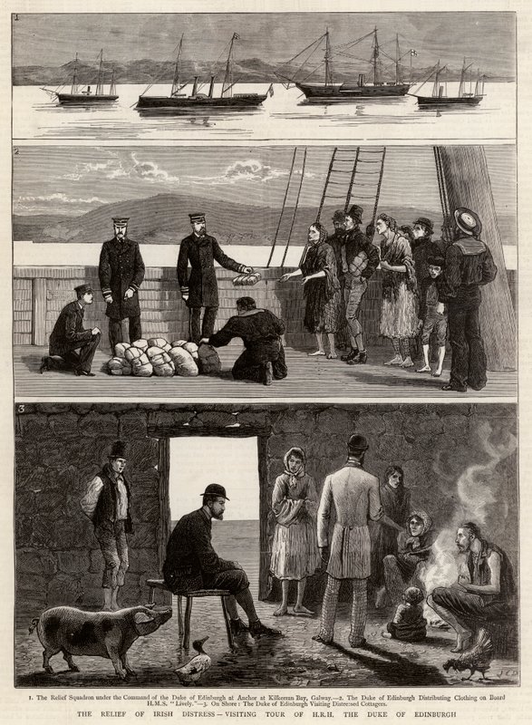 Ulga w irlandzkim cierpieniu, wizyta Jego Wysokości Księcia Edynburga autorstwa John Charles Dollman