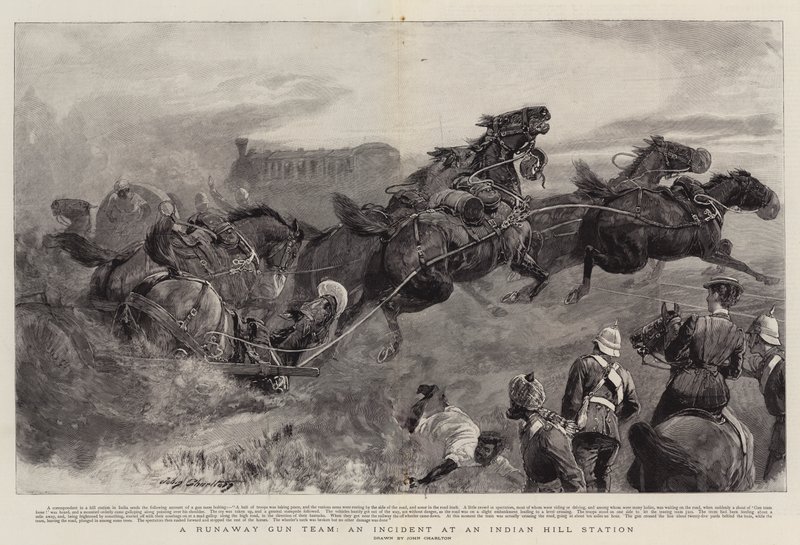 Uciekający zespół strzelców, incydent na stacji Indian Hill autorstwa John Charlton