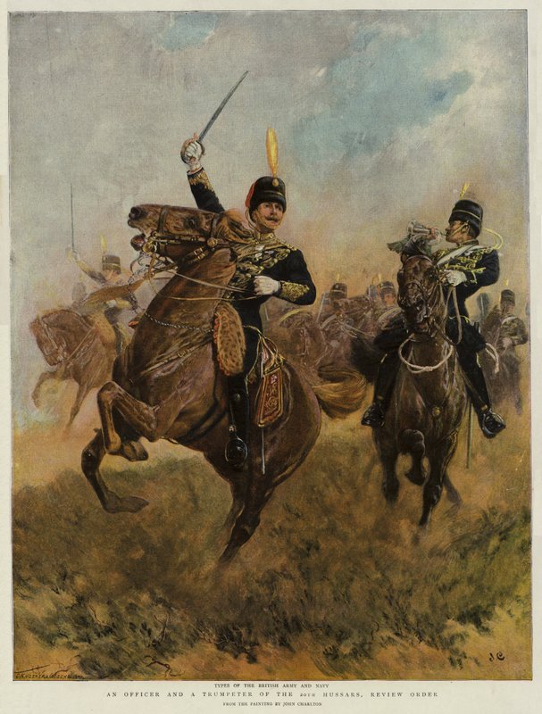 Oficer i trębacz 20 Huzarów, Rozkaz Rewizyjny (chromolitho) autorstwa John Charlton