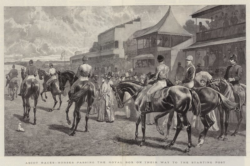 Ascot Races, konie mijające Royal Box w drodze na stanowisko startowe autorstwa John Charlton