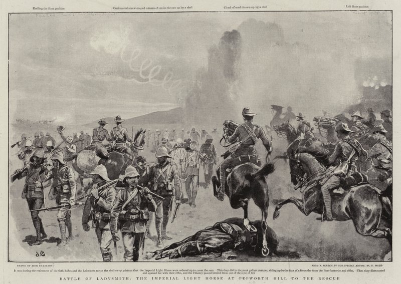 Bitwa pod Ladysmith, imperialnym lekkim koniem w Pepworth Hill na ratunek autorstwa John Charlton