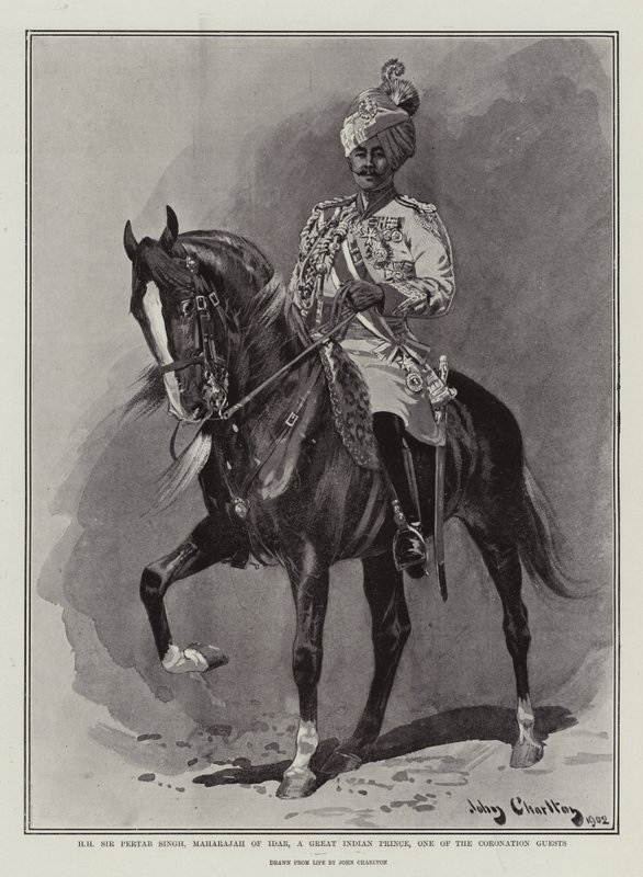 H H Sir Pertab Singh, Maharadża Idaru, wielki indyjski książę, jeden z gości koronacyjnych autorstwa John Charlton