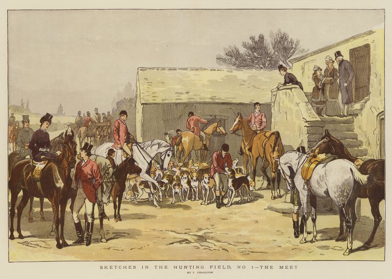 Szkice na Polu Łowieckim, nr 1, Spotkanie (chromolitho) autorstwa John Charlton