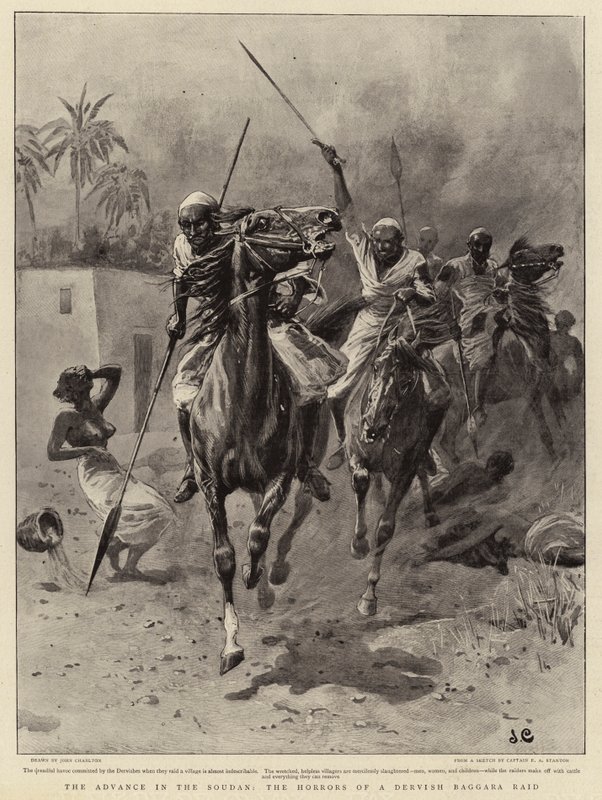 Postęp w Soudan, Horror Dervish Baggara Raid autorstwa John Charlton