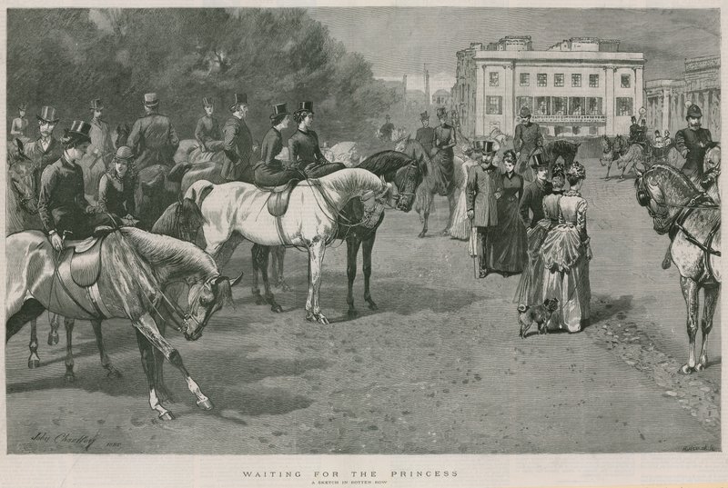 Czekając na księżniczkę: szkic w Rotten Row, Hyde Park, Londyn autorstwa John Charlton