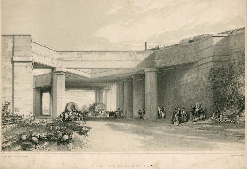 Most nad Uxbridge Road, Londyn autorstwa John Cooke Bourne