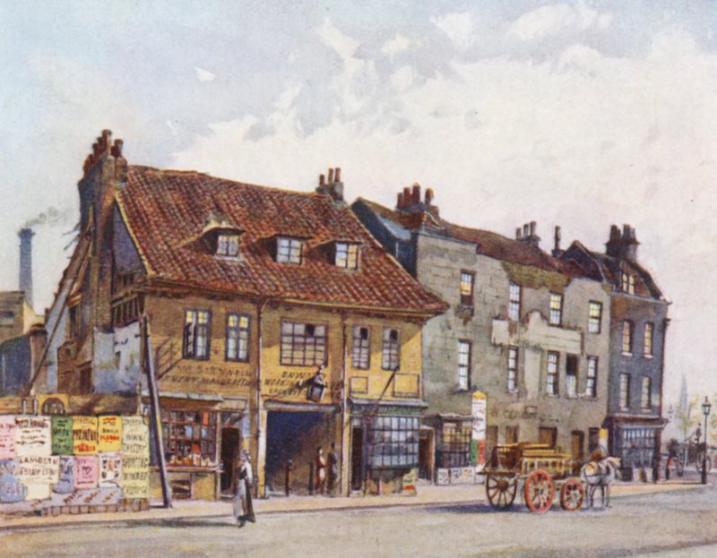 Zaginiony Londyn: Domy po zachodniej stronie Church Street, Lambeth (kolorowa odbitka) autorstwa John Crowther