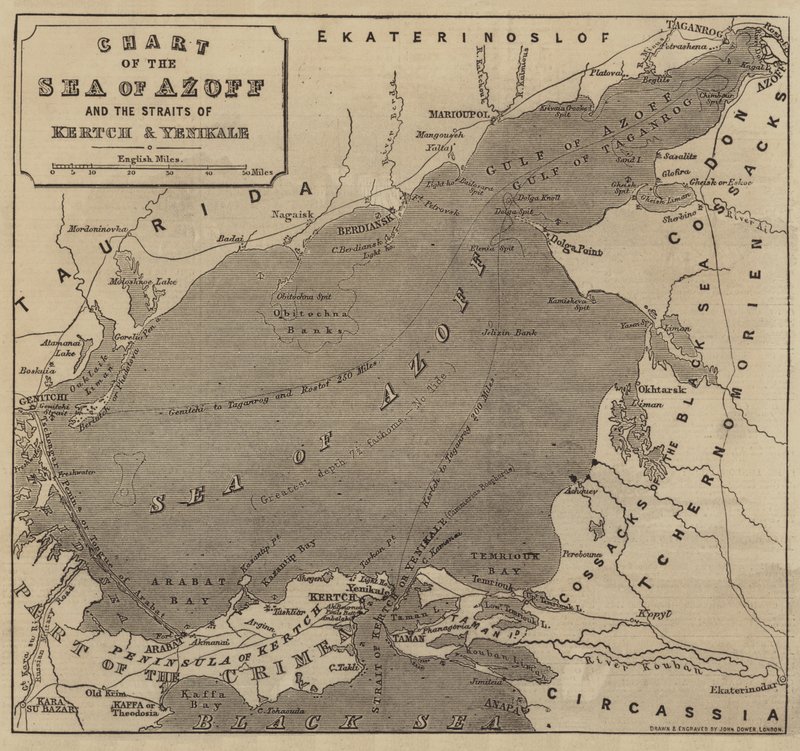 Mapa Morza Azoffa i Cieśniny Kertch i Yenikale autorstwa John Dower
