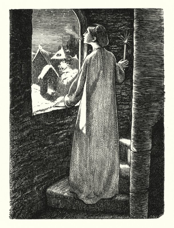 Wigilia św. Agnieszki (rycina) autorstwa John Everett (after) Millais