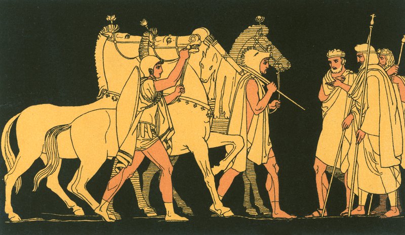 Diomed i Odyseusz, wracając z łupami z Rhesus autorstwa John Flaxman