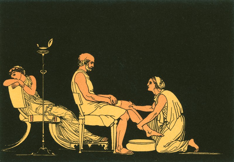Eurycleia odkrywa Ulissesa autorstwa John Flaxman