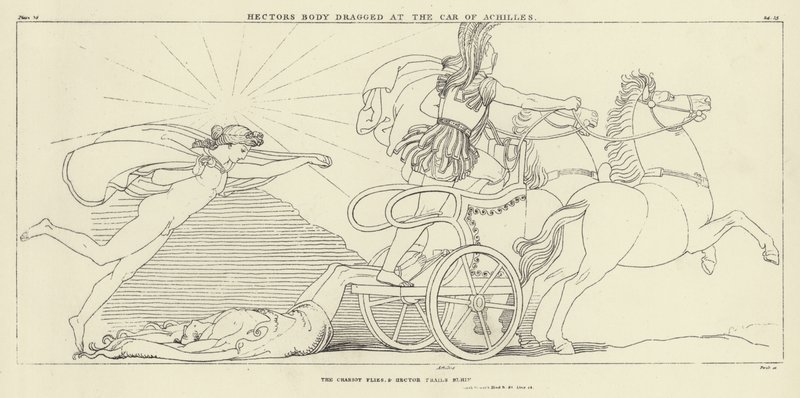 Ciało Hectora wciągnięte w samochód Achillesa autorstwa John Flaxman