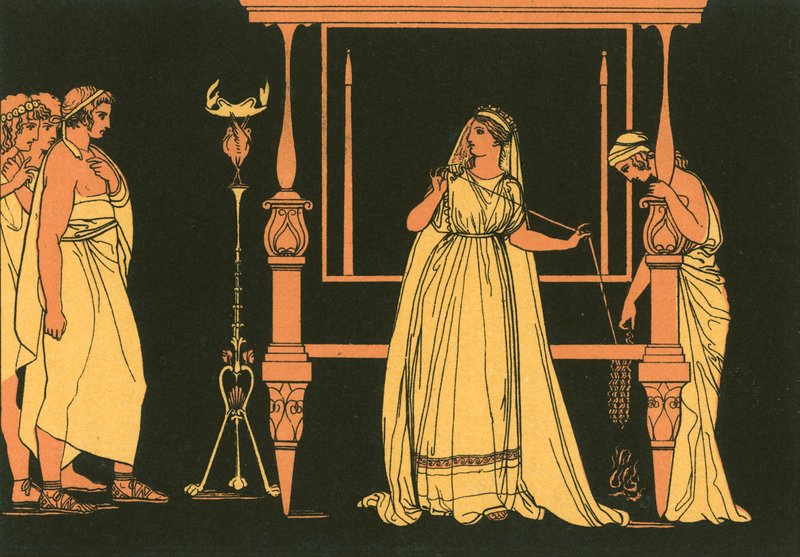 Penelopa zaskoczona przez zalotników autorstwa John Flaxman