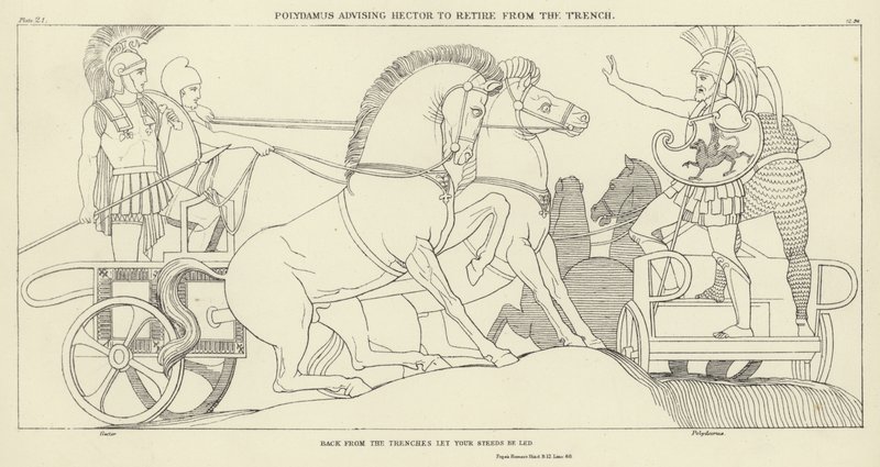 Polydamus doradza Hectorowi wycofanie się z Rowu autorstwa John Flaxman