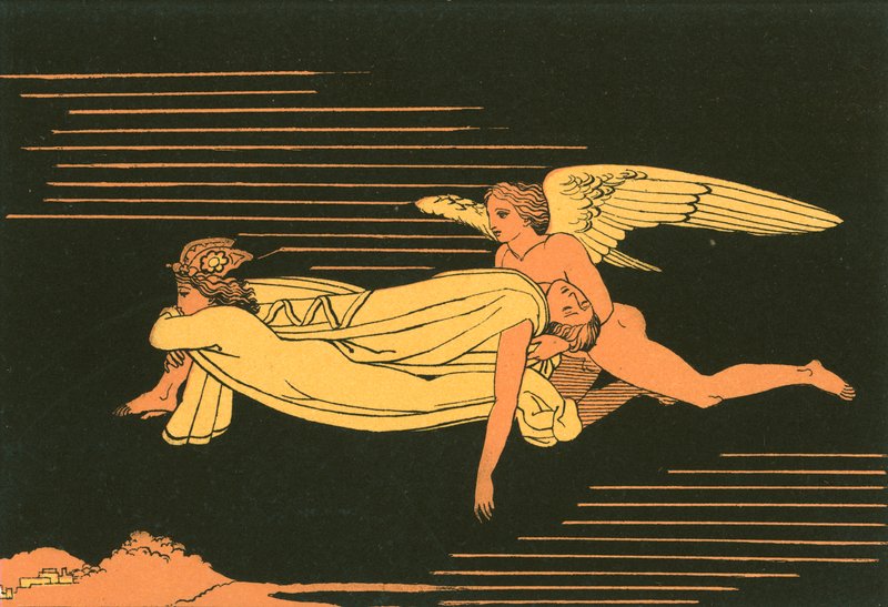 Sen i śmierć przenoszące ciało Sarpedona do Licji autorstwa John Flaxman