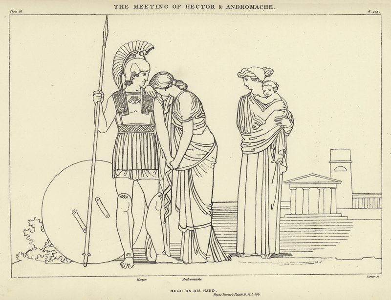 Spotkanie Hektora i Andromachy autorstwa John Flaxman