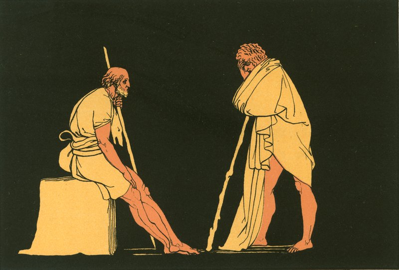 Ulisses rozmawia z Eumaeusem autorstwa John Flaxman