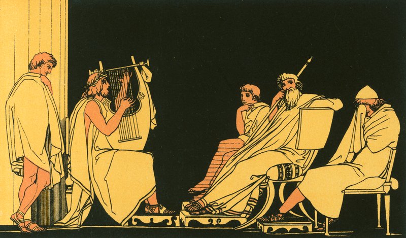 Ulisses płacze przy pieśni Demodocusa autorstwa John Flaxman