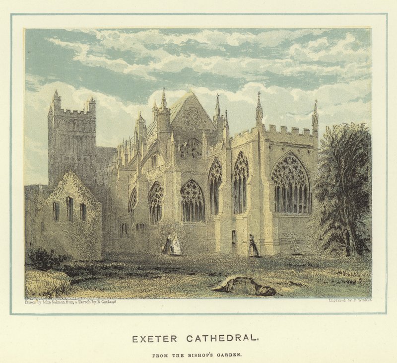 Katedra w Exeter, z ogrodu biskupiego autorstwa John Francis Salmon