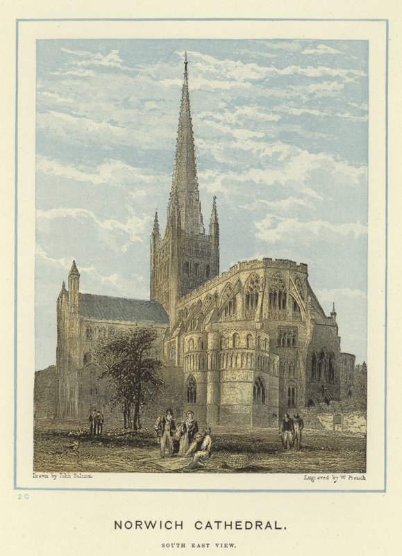 Katedra w Norwich, widok na południowy wschód autorstwa John Francis Salmon