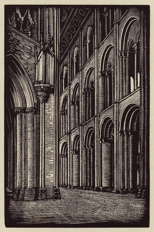 Katedra w Ely: Nawa patrząc na zachód (drzeworyt) autorstwa John Frederick Greenwood