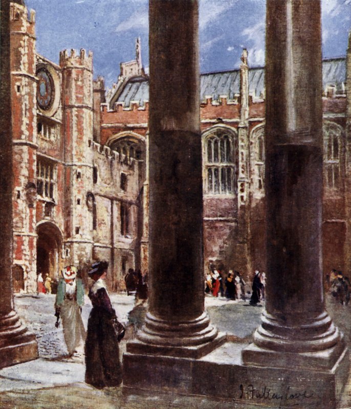 Clock Court, Pałac Hampton Court, Richmond upon Thames, Londyn (kolor lito) autorstwa John Fulleylove