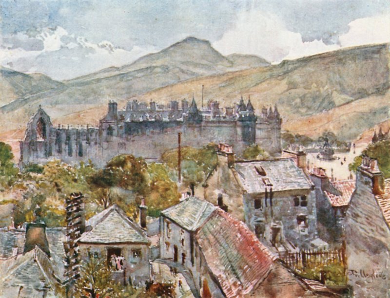 Pałac Holyrood z ogrodów publicznych pod Calton Hill autorstwa John Fulleylove