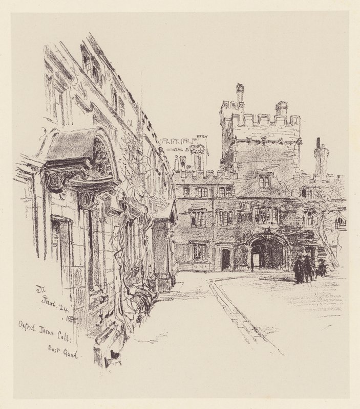 Jesus College (litografia) autorstwa John Fulleylove