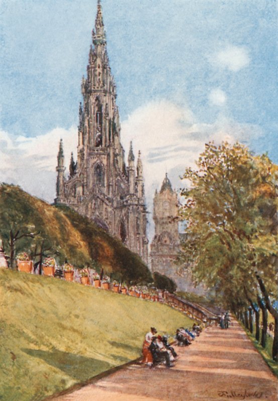 Pomnik Sir Waltera Scotta z East Princes Street Gardens autorstwa John Fulleylove