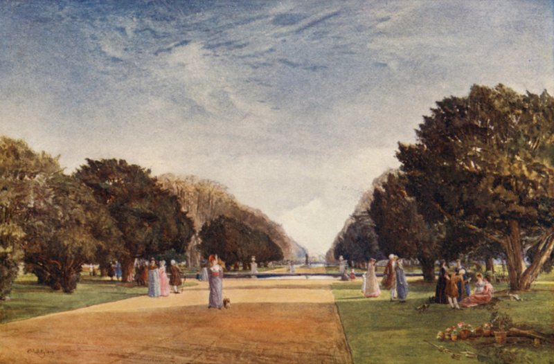 The Great Avenue, Hampton Court (kolor lito) autorstwa John Fulleylove