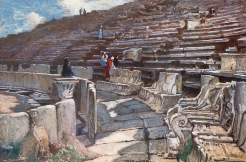 Dolna część audytorium Teatru Dionizosa w Atenach autorstwa John Fulleylove
