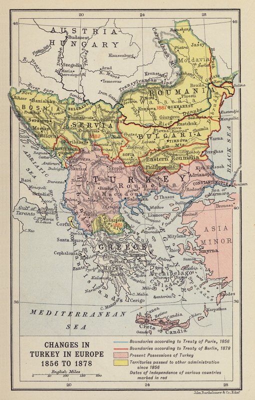 Zmiany w Turcji w Europie autorstwa John George Bartholomew